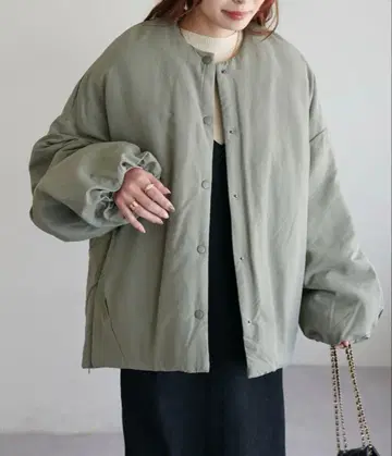 DISCOAT 노카라 패딩 자켓 카키