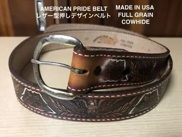 AMERICAN PRIDE 가죽 벨트 USA제 엠보 브라운 약간 김