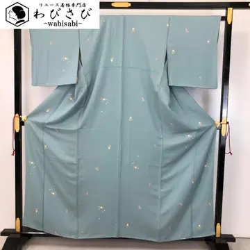 코몬 날개꽃 무늬 연한 남색 브라운 크레이프 원단 가드 가공 K-4640