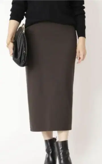 Deuxieme Classe 저지 타이트 스커트 다크 브라운