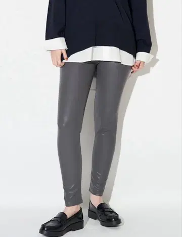ELENDEEK 포 레더 레깅스 인조 가죽 그레이 사이즈 2