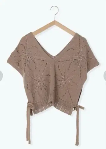 사만사 모스모스 플라워 모티브 패턴 시스루 베스트 베이지 택 포함 새상품