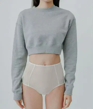 요 바이오톱 크롭 스웨트 셔츠 그레이