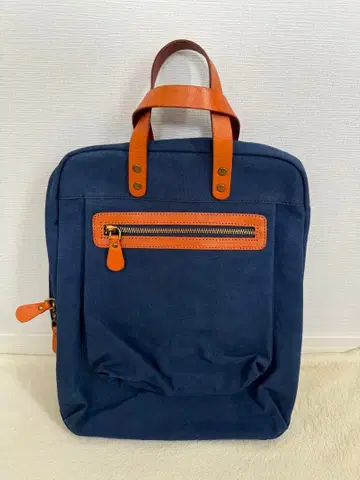 미사용 새상품 남녀 공용 캔버스 럭색 삭백 파랑 캐러멜