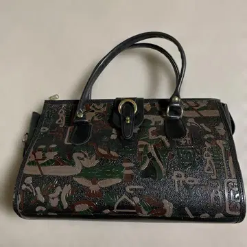 이집트풍 무늬 핸드백 블랙