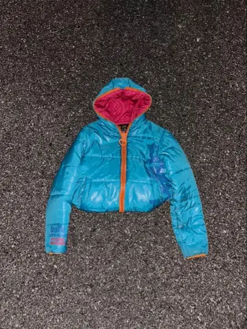 Y2K 컬러풀 다운 자켓 헤이세이 갸루 남자 광택 짧은 기장 opium