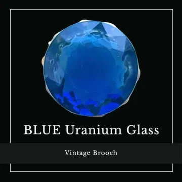 영국 빈티지 몬타나 블루 우라늄 유리 오픈 백 브로치