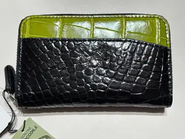 천연 가죽 크로커다일 코인 케이스 블랙 그린