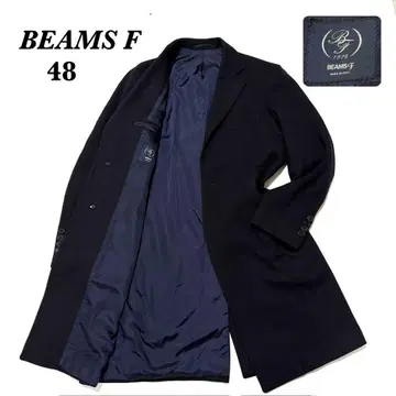 [ 새상품급 ] BEAMS F 이탈리아제 헤링본 체스터 코트 다크 네이비