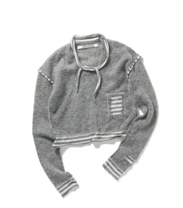 스트라이프 패치 모헤어 니트 PERVERZE