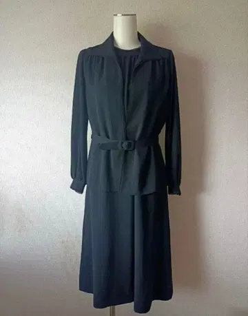 블랙 벨트 세트업 포멀 원피스