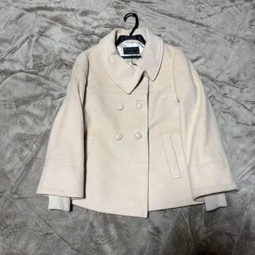 울 혼방 더블 브레스트 피 코트