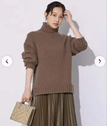 SLOANE 슬로우 지롱 라무 캐시미어 드롭 숄더 니트 브라운