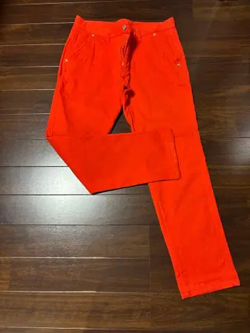 잭 버니 오렌지 슬림핏 팬츠 사이즈 6 두꺼운 원단