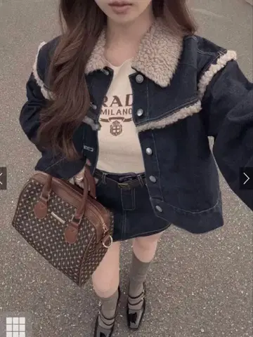 GRL 보아 데님 자켓 x 미니 스커트 셋업 [nh185] 그레일