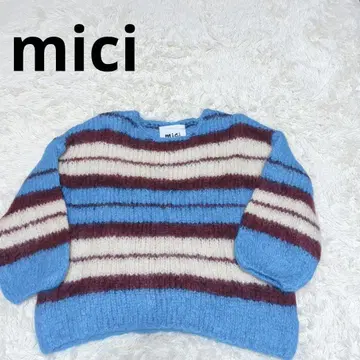 [ 새상품급 ] mici 모헤어 니트 보더 블루 오버 사이즈 울