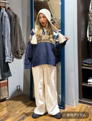 [택 포함 새상품] 니코앤드 티라상 유키노미미츠키 니트 아이보리