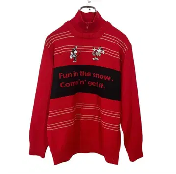 미키마우스 터틀넥 니트 빨간색