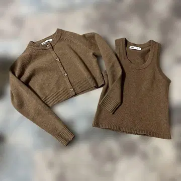울 니트 가디건 & 탱크탑 세트