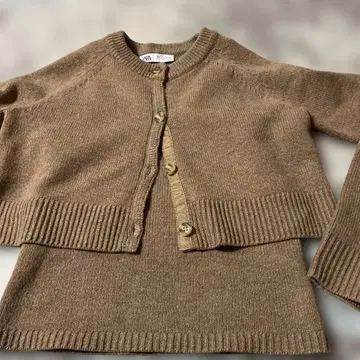 100% 울 니트 가디건 & 탱크탑 세트