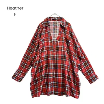 [ Heather ] 셔츠 체크 레드 캐주얼 루즈핏 셔츠 1183