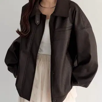 2way 컬러 PU 가죽 자켓 다크 브라운