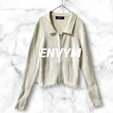 T53* 리브 니트 가디건 2WAY 더블 지퍼 밑단 프린지