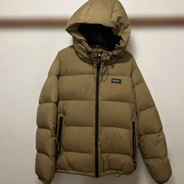 ROXY 여성용 L 사이즈 브라운 후드 부착 방한 다운 자켓