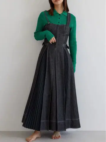 CASA FLINE 프론트 박스 데님 드레스