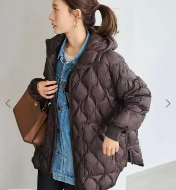 FRAMeWORK TAION 타이온 별주 후드 비브스 포함 다운 브라운