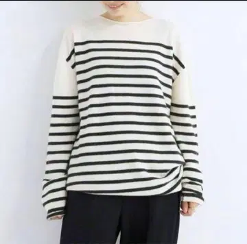 두지엠 클라세 캐시미어 100% 보더 풀오버 니트