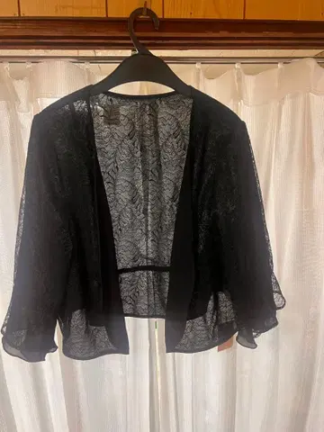 블랙 레이스 칠부 소매 가디건 50