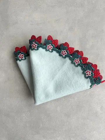 친자와 레이스 서클 타월 손수건 봄 따기 딸기 새상품