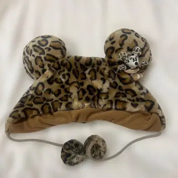 미니 레오파드 무늬 귀도리 모자 디즈니