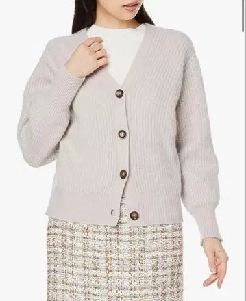 V넥 라쿤 니트 가디건