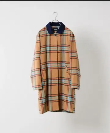 바이컬러 체크 스텐카라 코트
