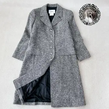 새상품급 르네 트위드 자켓 롱 TISSUE 로고 버튼 L 상당