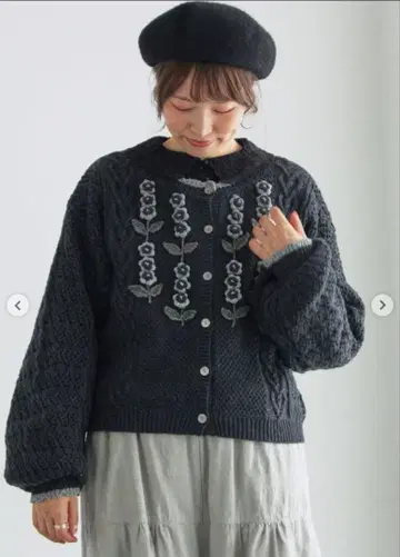 택 포함 새상품 TSUHARU SM2 꽃 모티브 니트 가디건