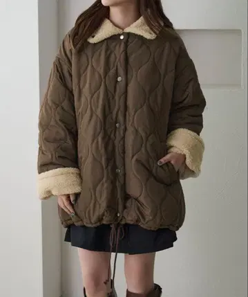 apres jour clair 보아 안감 퀼팅 자켓