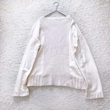 갤러리 비 코튼 울 니트 콤비 크루넥 풀오버 S