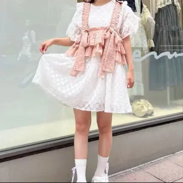 flower 레이스 리본 뷔스티에 핑크