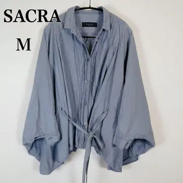 [ SACRA ] 사쿠라 돌먼 슬리브 판초형 셔츠 블라우스 M 블루