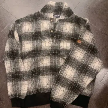 nautica 노티카 플리스 블루종 점퍼 스웨터 체크 무늬