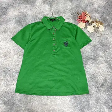 DAKS 닥스 ( L ) 반팔 피케 셔츠 자수 로고입 버튼 스포츠 일본제