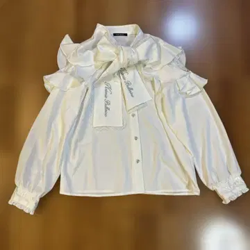 노에미 프릴 보타이 셔츠 화이트 리본 블라우스 레이스 새상품급