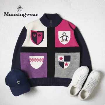 J222사@ Munsingwear 골프 니트 블루종 네이비
