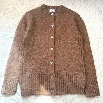 라코스테 양모 실크 혼방 니트 네프 가디건 브라운 42