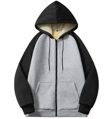 후드 부착 집업 후드티 그레이/블랙