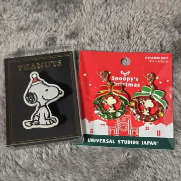 스누피 크리스마스 브로치 참 세트