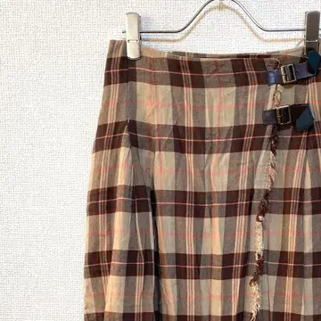 NATURAL BEAUTY BASIC 랩 스커트풍 체크 무늬 안감 부착